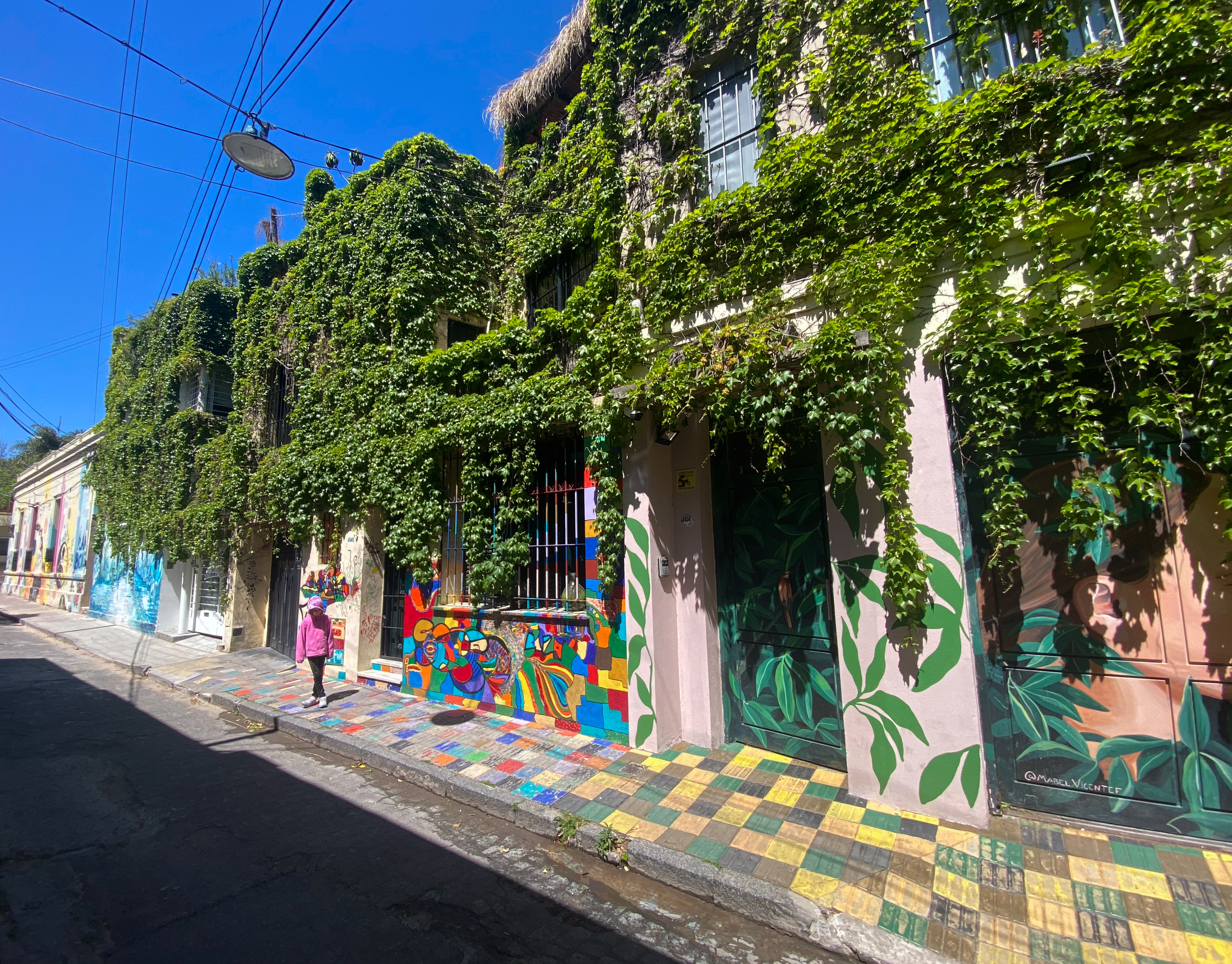 an alleyway with wall murals