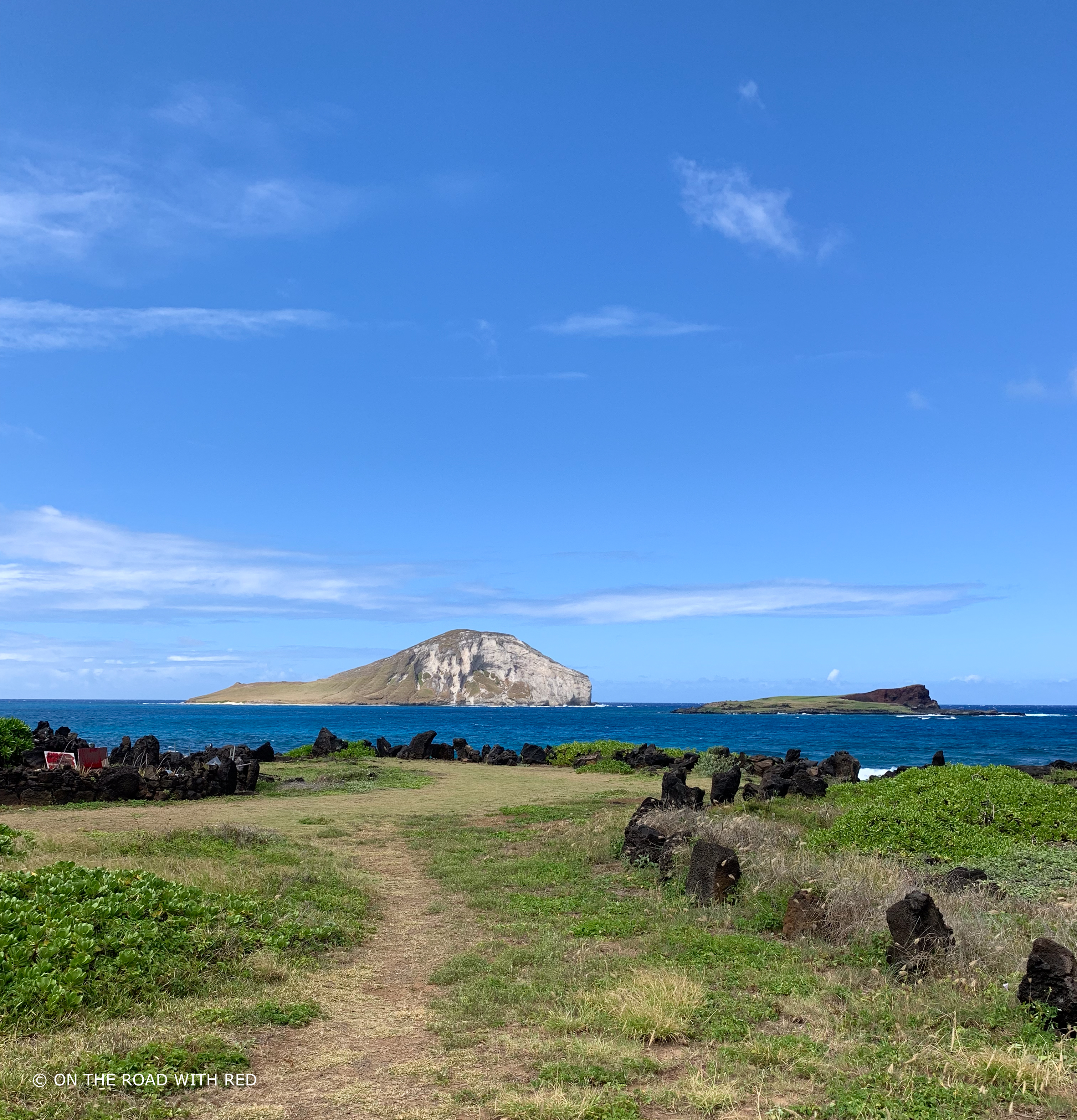 a view of an island off the coast of Oahu