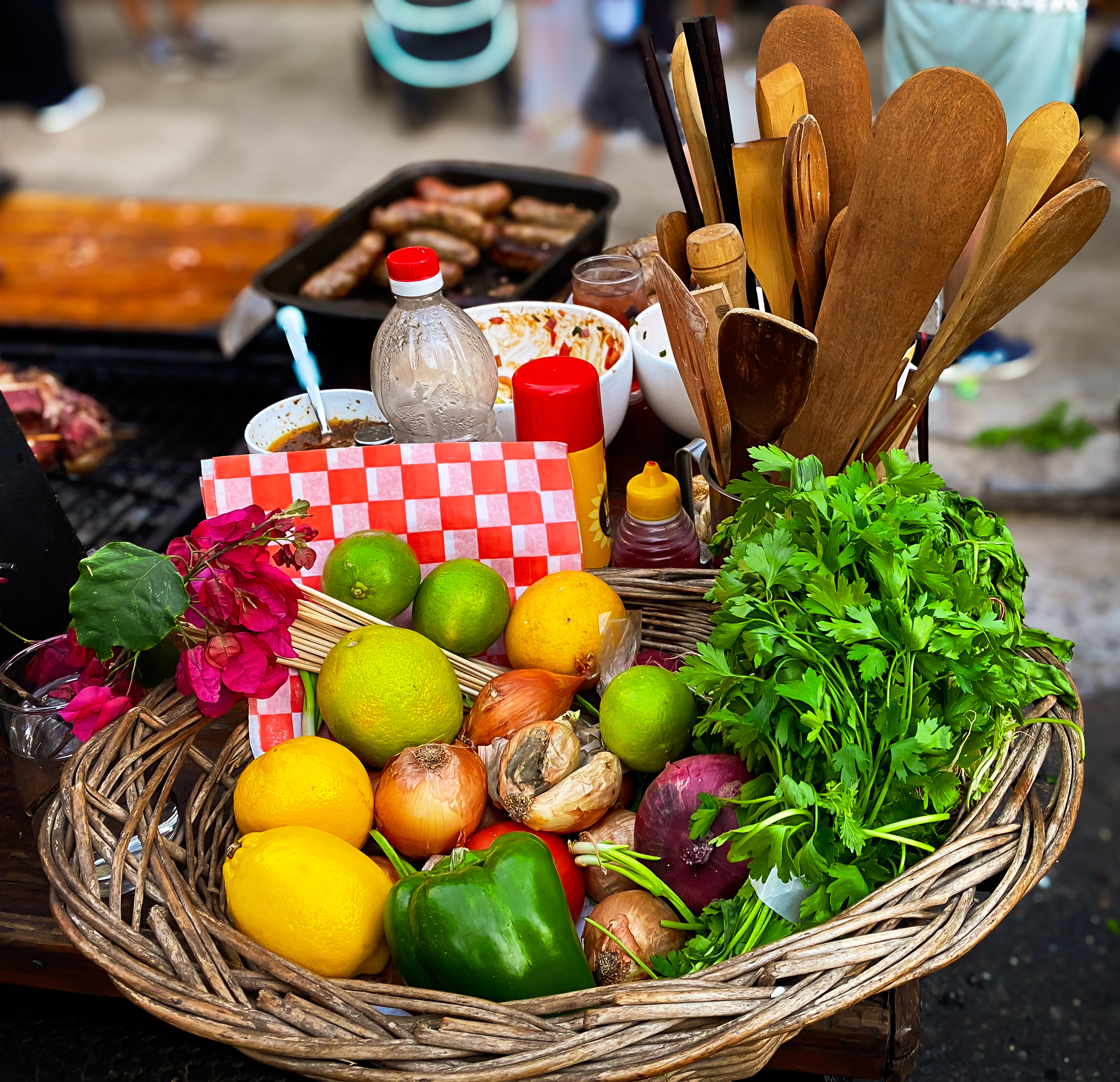 a basket of fresh vegetables.