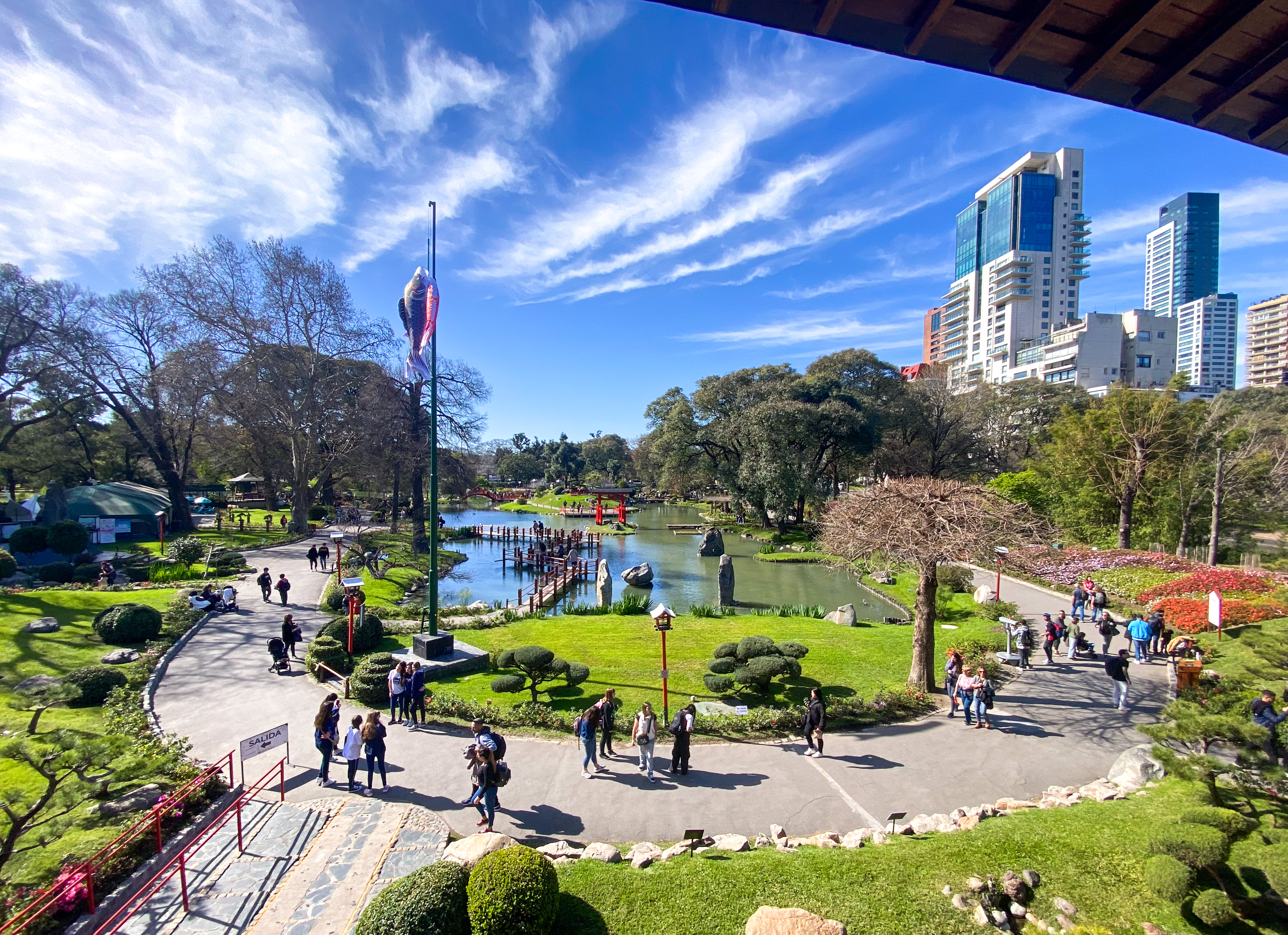 overlooking a park and pond