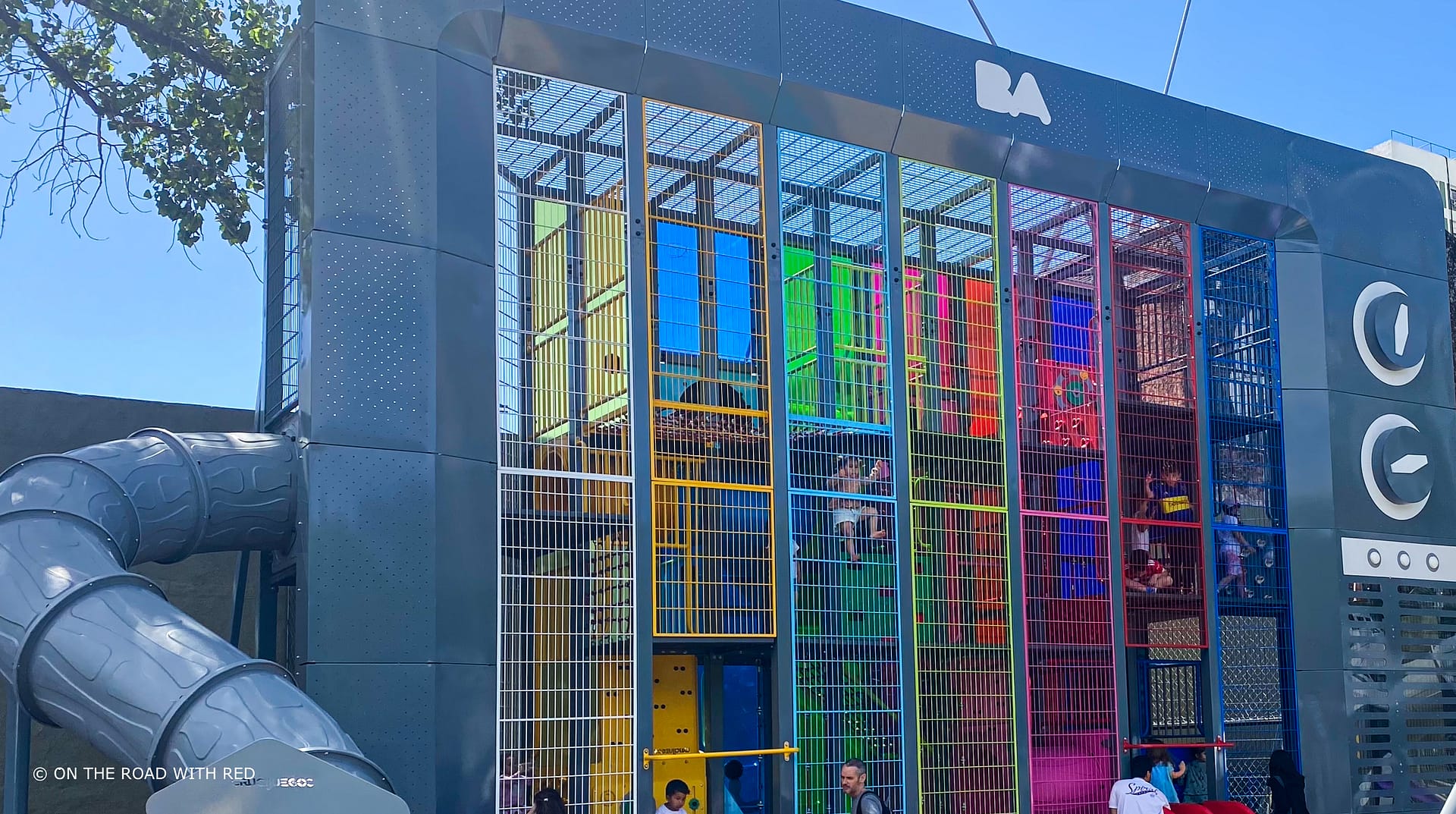 a childrens park that looks like a giant TV.