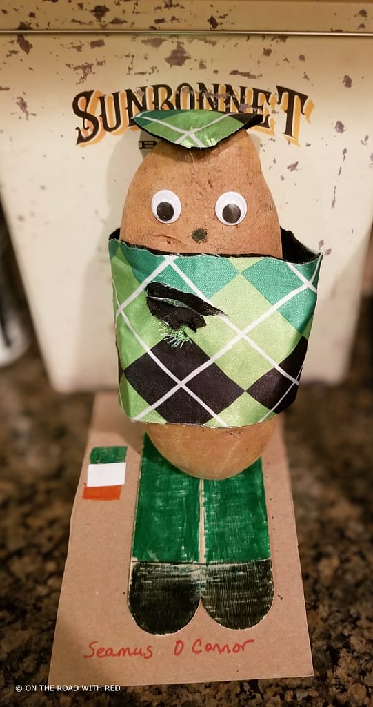 a potato in green clothing