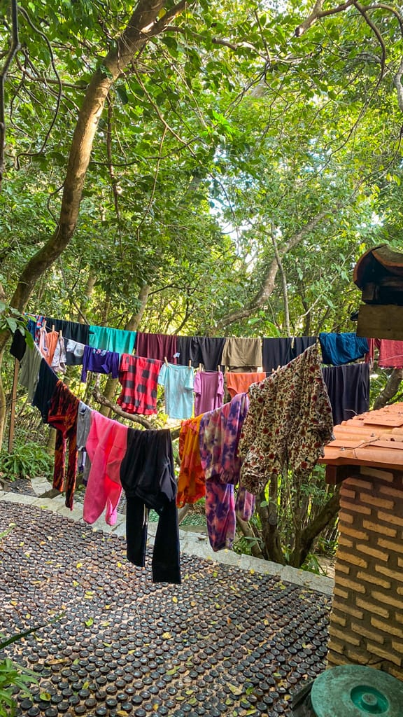 Clothing on a line drying
