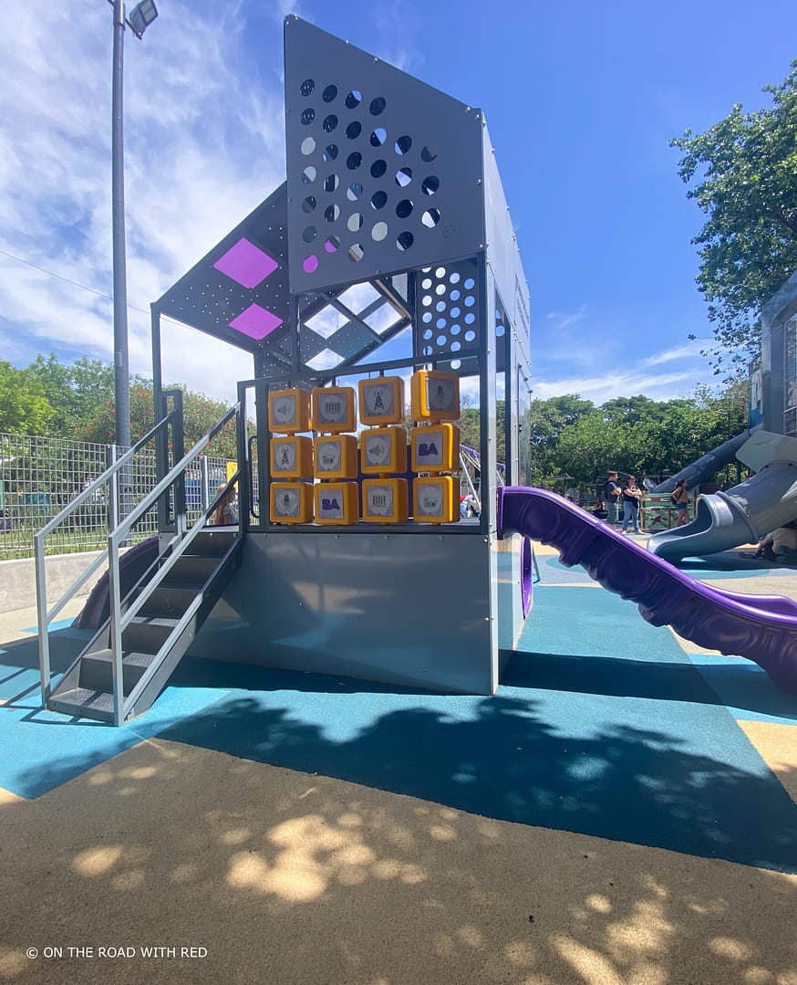 a childrens park that looks like a giant TV.